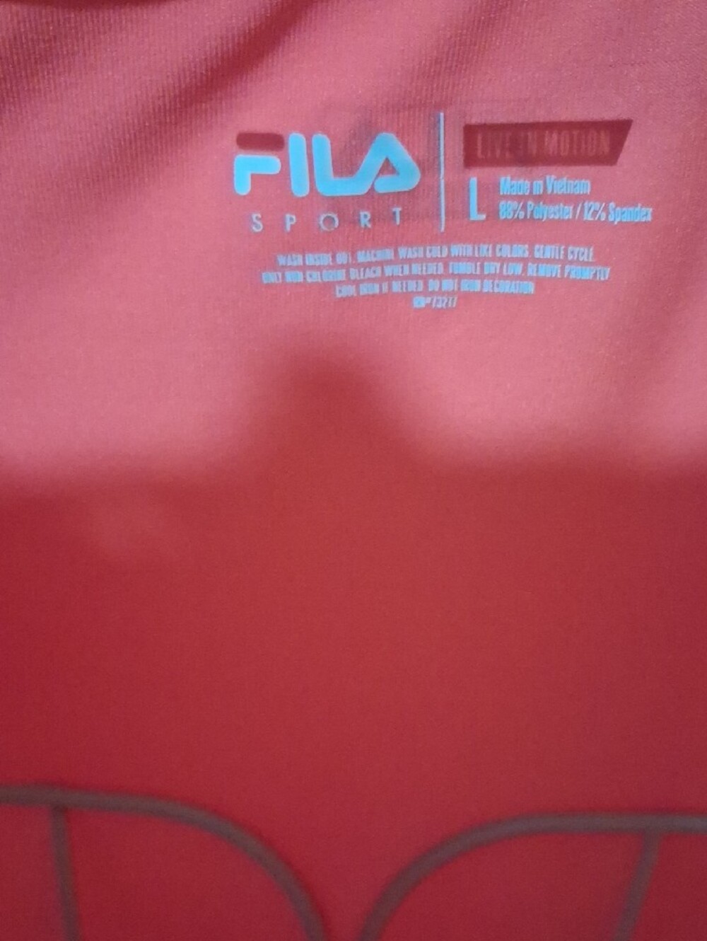 Fila Neon Coral Performance Tee with Multicolor Side Panels - Picture 2 of 8